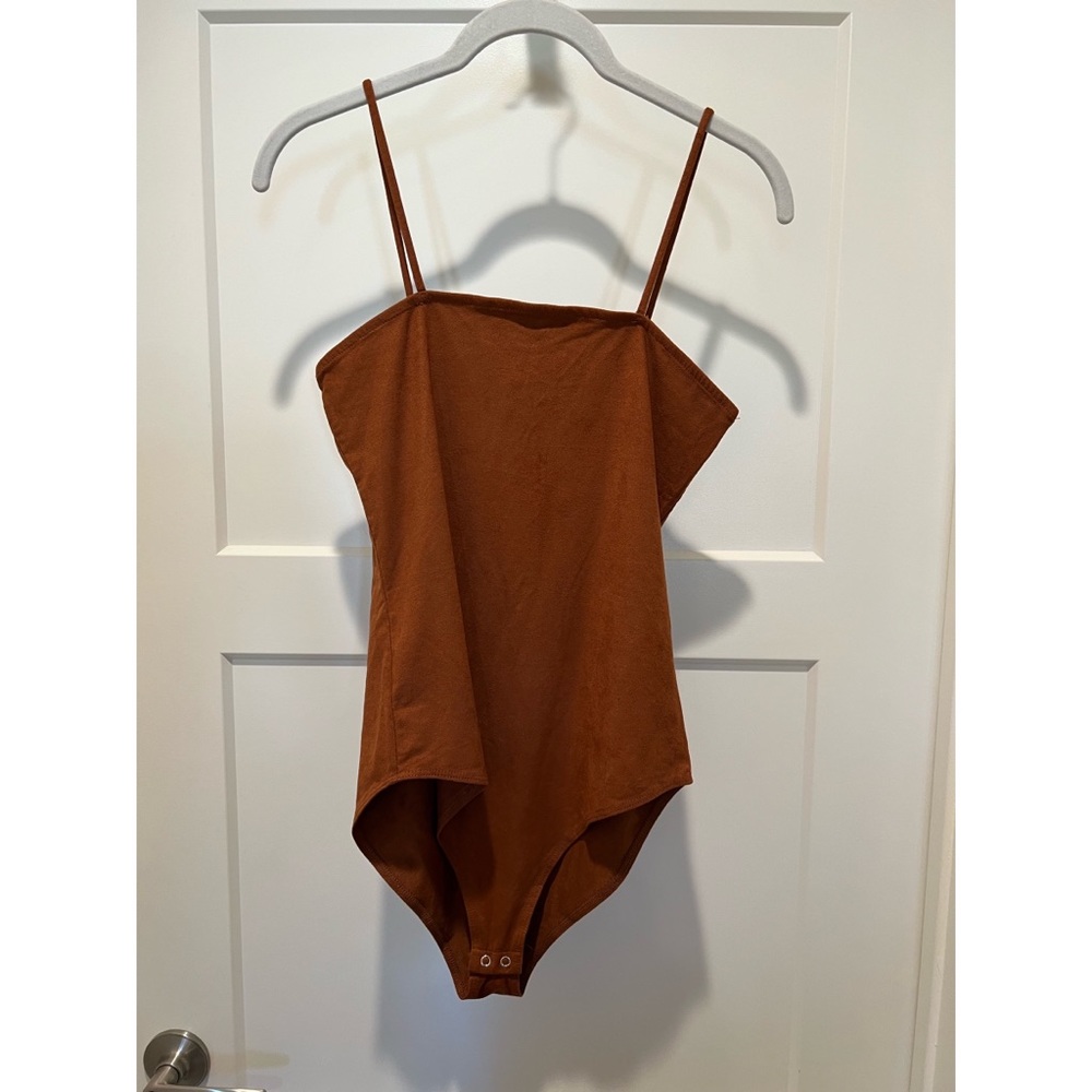 Faux Suede Square Neck Bodysuit